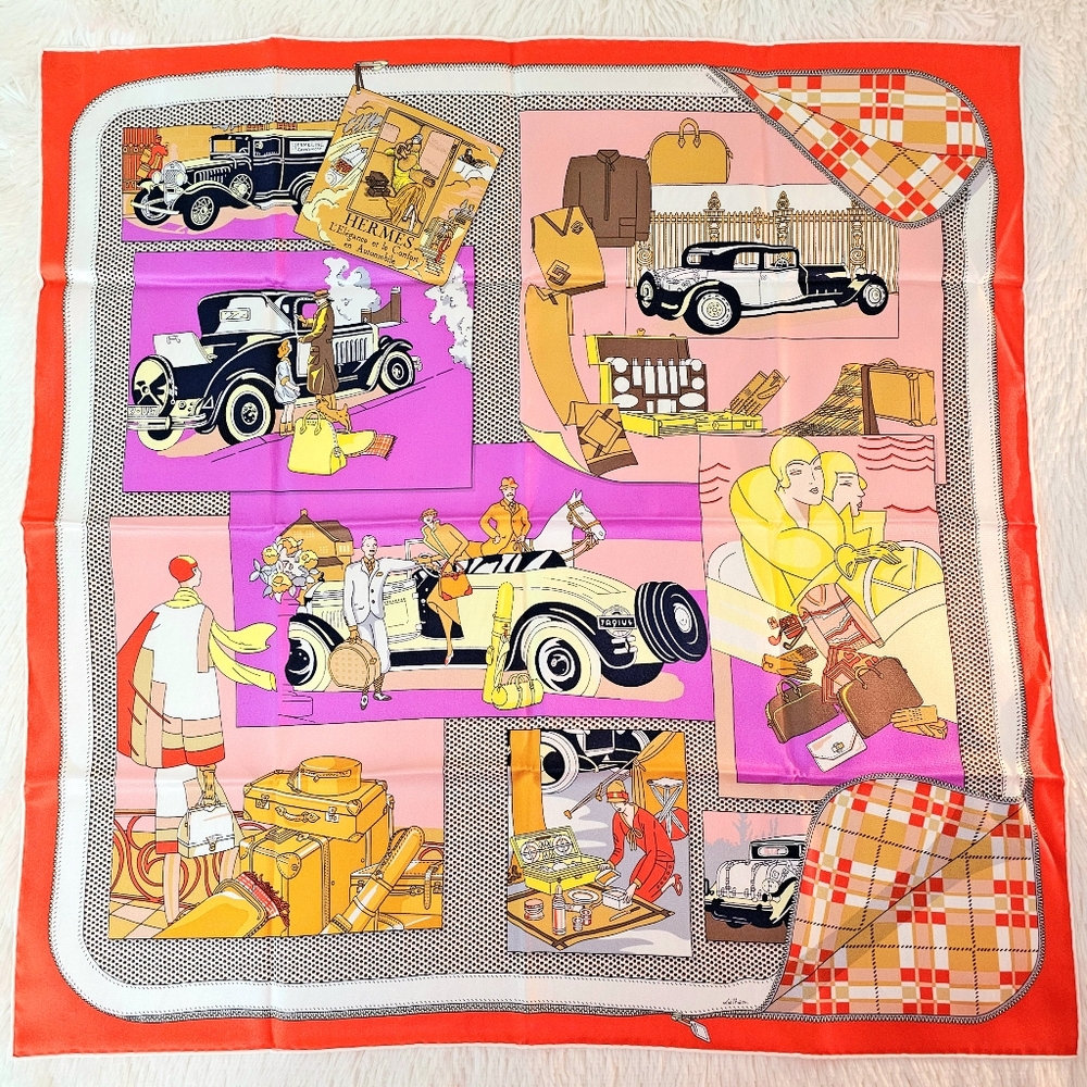 HERMES Soie Vintage Confort En Automobile Carre 70 Silk Scarf Authentic BNIB!